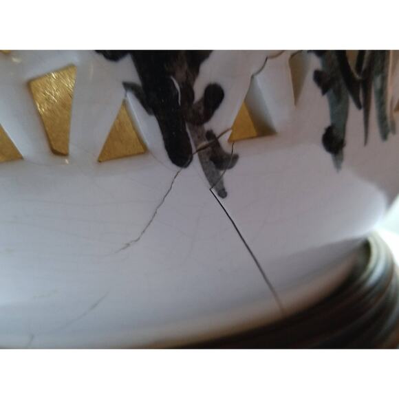 Chinese Porcelain Cherry Blossom Blanc de Chine Pierced Table Lamp Base - Picture 9 of 10